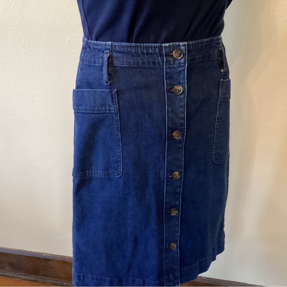 Ann Taylor Loft Dark Blue Denim Skirt with Belt Size 6 - Picture 5 of 9